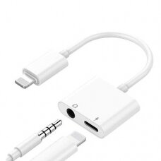 Adapteris Apple Lightning -> 3.5 mm audio AUX + Lightning