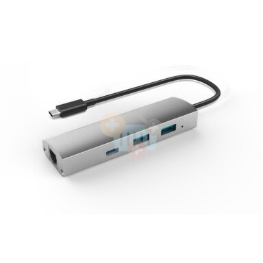 Adapteris USB 3.1 į 2-Port USB 3.0 + 1-Port USB 3.1 su Gigabit Ethernet