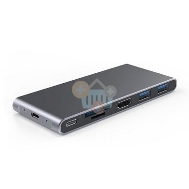 Adapteris USB-C - HDMI, 2x USB 3.0, SD, TF, PD60W + M.2 NGFF SSD dėklas