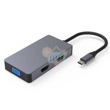Adapteris USB Type-C - 2x HDMI, 1x VGA, 1x USB Type-A, 1x USB Type-C PD60W Adapteris USB Type-C - 2x HDMI, 1x VGA, 1x USB Type-A, 1x USB Type-C PD60W