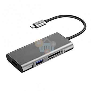 Adapteris USB Type-C - 3 x USB 3.0, Type-C PD, HDMI, SD, TF Adapteris USB Type-C - 3 x USB 3.0, Type-C PD, HDMI, SD, TF