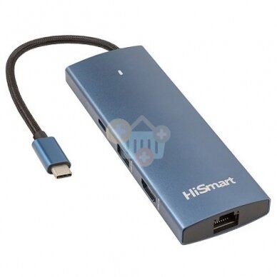Adapteris USB Type-C - HDMI, LAN, 3x USB Type-A, 1x USB Type-C, PD100W, SD+TF Adapteris USB Type-C - HDMI, LAN, 3x USB Type-A, 1x USB Type-C, PD100W, SD+TF