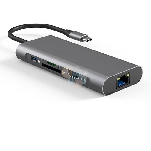 Adapteris USB Type-C - 2 x USB 3.0, 1x USB 2.0, 1x Type C (PD), HDMI, SD, RJ45 Adapteris USB Type-C - 2 x USB 3.0, 1x USB 2.0, 1x Type C (PD), HDMI, SD, RJ45