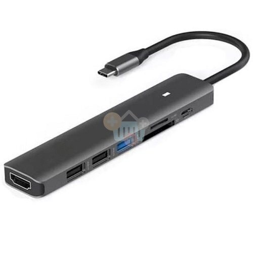 Adapteris USB Type-C - HDMI, 3x USB Type-A, SD, TF, USB Type-C PD100W Adapteris USB Type-C - HDMI, 3x USB Type-A, SD, TF, USB Type-C PD100W
