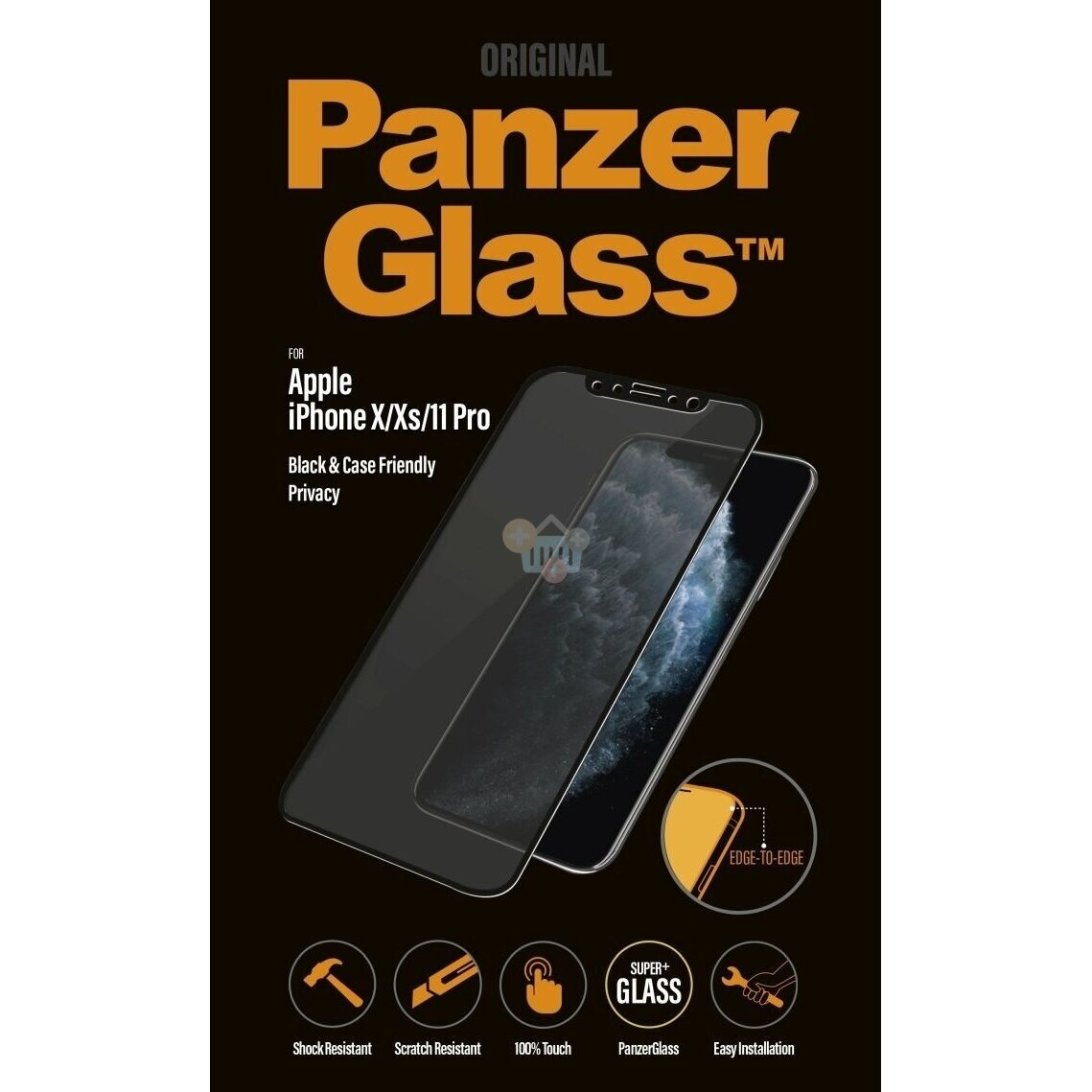 Apsauginis stiklas Apple iPhone X/Xs/11 Pro (Juodas), Case Friendly, PanzerGlass Premium +++ TOP Privatumas