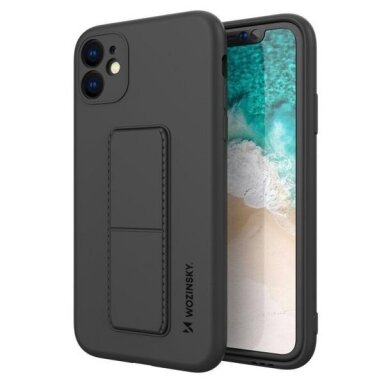 Apple iPhone 11 silikoninis dėklas Wozinsky Kickstand Case (juodas) +++ TOP Funkcionalumas Apple iPhone 11 silikoninis dėklas Wozinsky Kickstand Case (juodas) +++ TOP Funkcionalumas