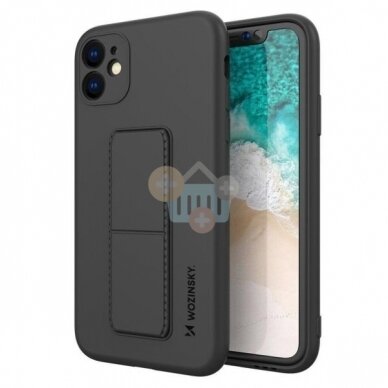 Apple iPhone 11 silikoninis dėklas Wozinsky Kickstand Case (juodas) +++ TOP Funkcionalumas Apple iPhone 11 silikoninis dėklas Wozinsky Kickstand Case (juodas) +++ TOP Funkcionalumas