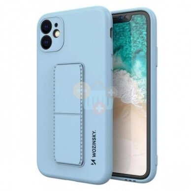Apple iPhone 11 silikoninis dėklas Wozinsky Kickstand Case (šviesiai mėlynas) +++ TOP Funkcionalumas Apple iPhone 11 silikoninis dėklas Wozinsky Kickstand Case (šviesiai mėlynas) +++ TOP Funkcionalumas