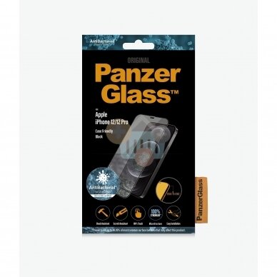Apsauginis stiklas Apple iPhone 12/12 Pro (Juodas) PanzerGlass Premium +++ TOP Saugumas