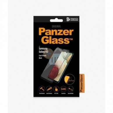 Apsauginis stiklas Samsung Galaxy A12 (Juodas) PanzerGlass Premium +++ TOP Saugumas
