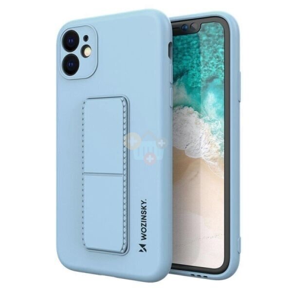 Apple iPhone 11 silikoninis dėklas Wozinsky Kickstand Case (šviesiai mėlynas) +++ TOP Funkcionalumas Apple iPhone 11 silikoninis dėklas Wozinsky Kickstand Case (šviesiai mėlynas) +++ TOP Funkcionalumas