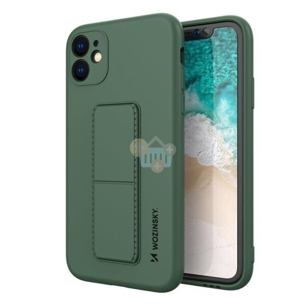 Apple iPhone 11 silikoninis dėklas Wozinsky Kickstand Case (tamsiai žalias) +++ TOP Funkcionalumas Apple iPhone 11 silikoninis dėklas Wozinsky Kickstand Case (tamsiai žalias) +++ TOP Funkcionalumas