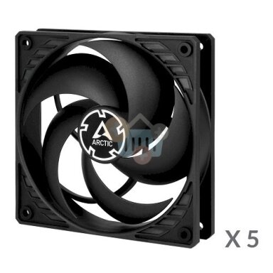 ARCTIC P12 PWM PST korpuso ventiliatoriai, 4-pin, 120mm, juodi, 5 vnt.