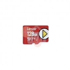 Atminties kortelė LEXAR microSDXC 128GB UHS-I, class 10, raudona