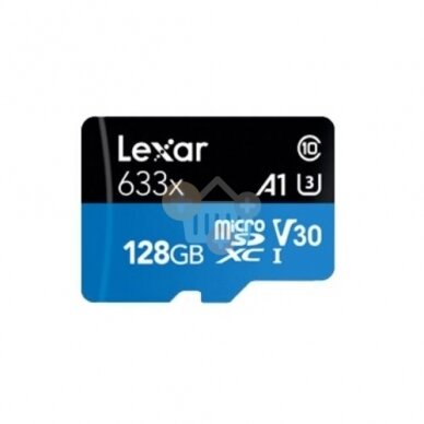 Atminties kortelė LEXAR microSDXC 128GB UHS-I, class 10, mėlyna Atminties kortelė LEXAR microSDXC 128GB UHS-I, class 10, mėlyna