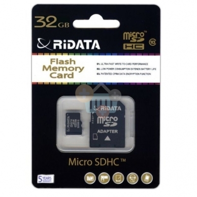 Atminties kortelė Ridata micro SDHC 32GB class10 Atminties kortelė Ridata micro SDHC 32GB class10