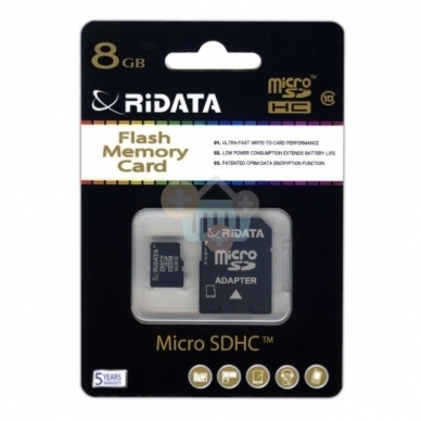 Atminties kortelė Ridata micro SDHC 8GB class10