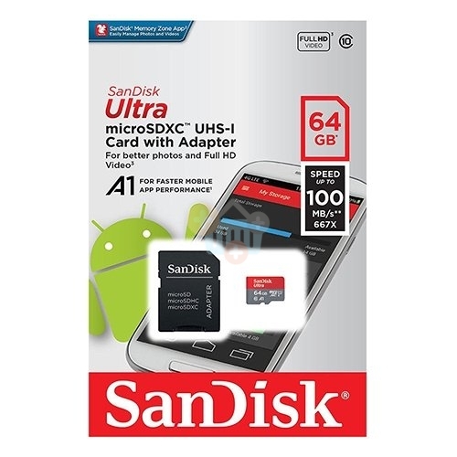 Atminties kortelė Sandisk ULTRA PLUS microSDXC 64GB UHS-I Atminties kortelė Sandisk ULTRA PLUS microSDXC 64GB UHS-I