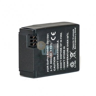 GoPro AHDBT-201, AHDBT-301 akumuliatorius, 1180mAh GoPro AHDBT-201, AHDBT-301 akumuliatorius, 1180mAh