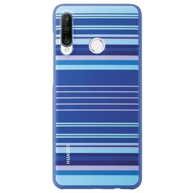 Huawei P30 Lite originalus dėklas (dryžuotas, mėlynas) +++ TOP Kokybė