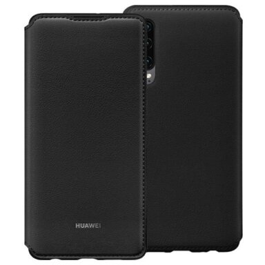 Huawei P30 originalus dėklas Wallet Cover (juodas) +++ TOP Kokybė