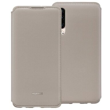 Huawei P30 originalus dėklas Wallet Cover (rusvai žalsva) +++ TOP Kokybė