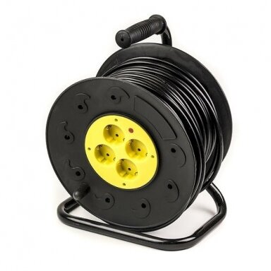 Ilgintuvas su rite 50m, 4 lizdai, 3x2.5mm2 Ilgintuvas su rite 50m, 4 lizdai, 3x2.5mm2