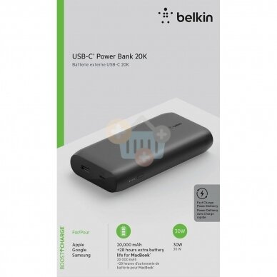 Išorinė baterija BELKIN Boost Charge USB-C PD 20000mAh 30W juoda 3 Išorinė baterija BELKIN Boost Charge USB-C PD 20000mAh 30W juoda 3