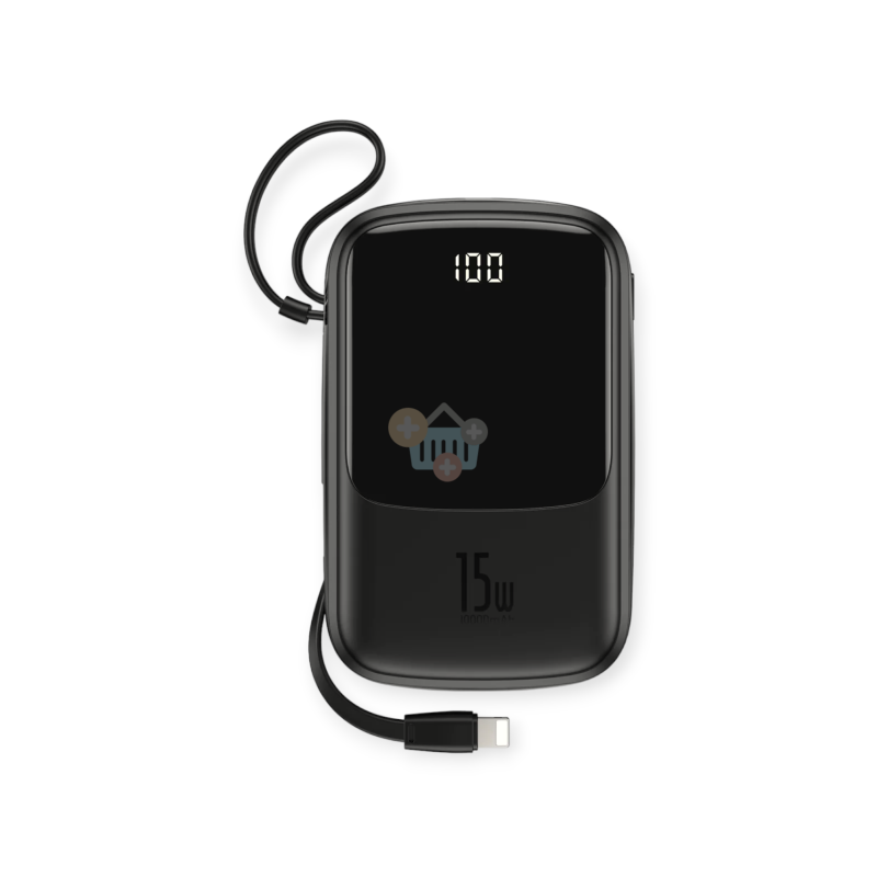 Išorinė baterija BASEUS Qpow Digital Dispaly 10000mAh 15W su usb-c kabeliu, juoda Išorinė baterija BASEUS Qpow Digital Dispaly 10000mAh 15W su usb-c kabeliu, juoda