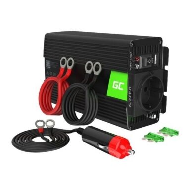Įtampos keitiklis Green Cell INV08, iš 12V į 220V 1000W/2000W + USB, Modifikuotas sinusas