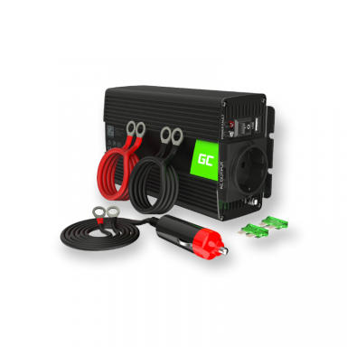 Įtampos keitiklis Green Cell INV02DE, iš 24V į 220V 300W/600W + USB, Modifikuotas sinusas Įtampos keitiklis Green Cell INV02DE, iš 24V į 220V 300W/600W + USB, Modifikuotas sinusas