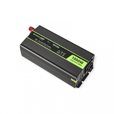 Įtampos keitiklis Green Cell INV09, iš 12V į 220V 1000W/2000W + USB, Grynas sinusas