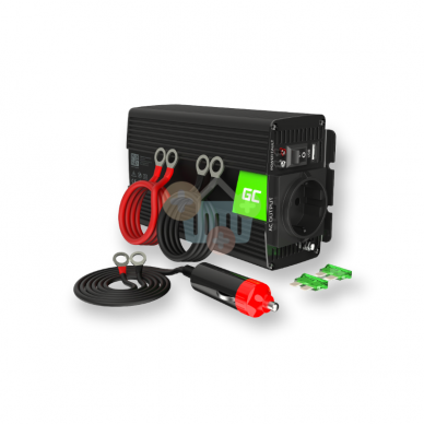 Įtampos keitiklis Green Cell INV02DE, iš 24V į 220V 300W/600W + USB, Modifikuotas sinusas Įtampos keitiklis Green Cell INV02DE, iš 24V į 220V 300W/600W + USB, Modifikuotas sinusas