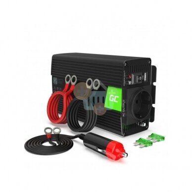 Įtampos keitiklis Green Cell INV16, iš 12V į 220V 500W/1000W + USB, Grynas sinusas Įtampos keitiklis Green Cell INV16, iš 12V į 220V 500W/1000W + USB, Grynas sinusas