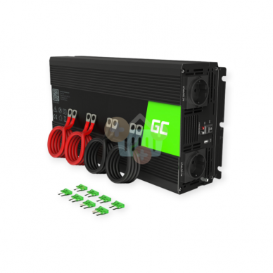 Įtampos keitiklis Green Cell INV10, iš 12V į 220V 2000W/4000W + USB, Modifikuotas sinusas Įtampos keitiklis Green Cell INV10, iš 12V į 220V 2000W/4000W + USB, Modifikuotas sinusas