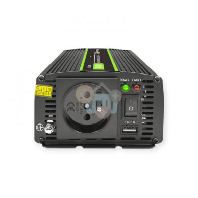 Įtampos keitiklis QOLTEC 51932 iš 12V į 220V 300W/600W + USB, Grynas sinusas 1 Įtampos keitiklis QOLTEC 51932 iš 12V į 220V 300W/600W + USB, Grynas sinusas 1