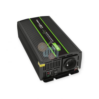 Įtampos keitiklis QOLTEC 51934 iš 12V į 220V 1000W/2000W + USB, grynas sinusas Įtampos keitiklis QOLTEC 51934 iš 12V į 220V 1000W/2000W + USB, grynas sinusas