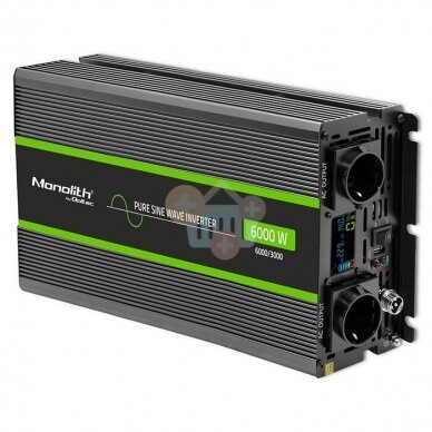 Įtampos keitiklis QOLTEC 51923 su LCD ekranu, iš 24V į 220V 3000W/6000W + USB, Grynas sinusas 1 Įtampos keitiklis QOLTEC 51923 su LCD ekranu, iš 24V į 220V 3000W/6000W + USB, Grynas sinusas 1