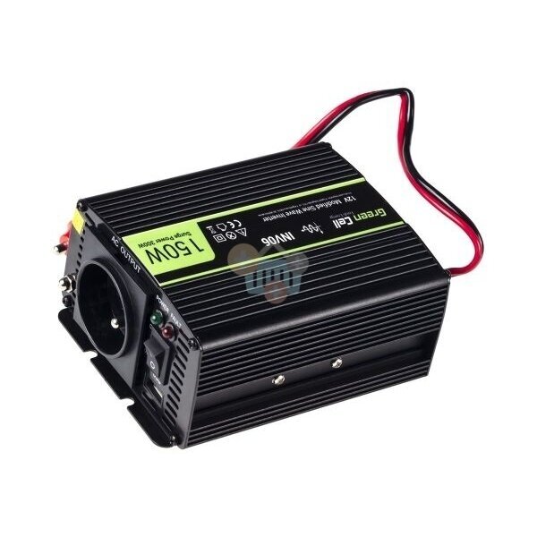 Įtampos keitiklis Green Cell INV06, iš 12V į 220V 150W/300W + USB, Modifikuotas sinusas 1 Įtampos keitiklis Green Cell INV06, iš 12V į 220V 150W/300W + USB, Modifikuotas sinusas 1