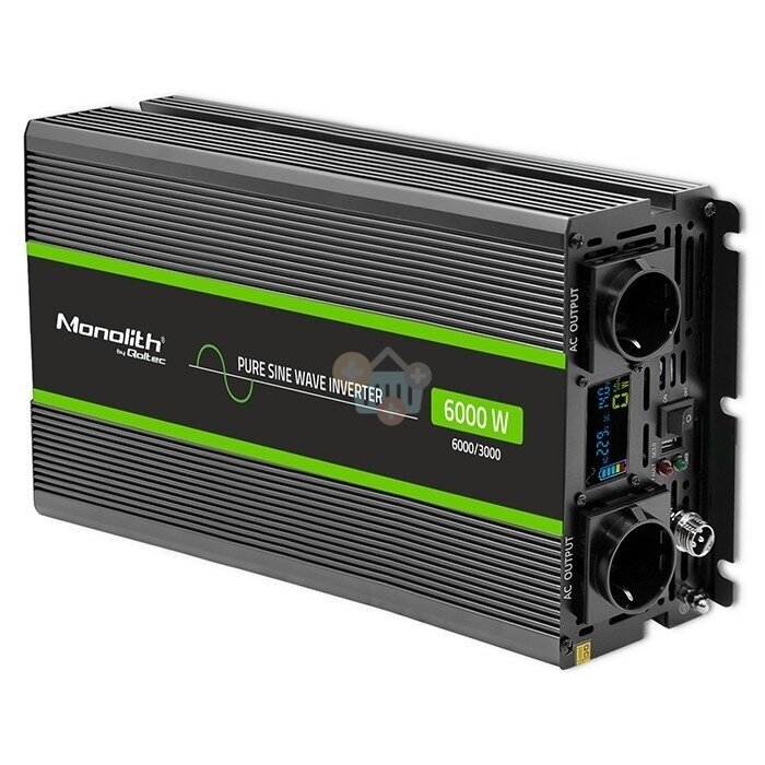 Įtampos keitiklis QOLTEC 51923 su LCD ekranu, iš 24V į 220V 3000W/6000W + USB, Grynas sinusas 1 Įtampos keitiklis QOLTEC 51923 su LCD ekranu, iš 24V į 220V 3000W/6000W + USB, Grynas sinusas 1