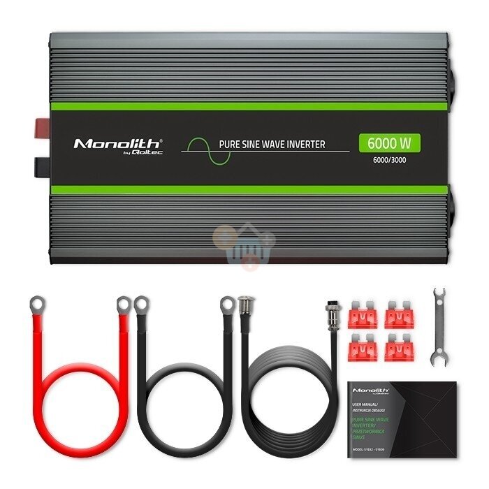 Įtampos keitiklis QOLTEC 51923 su LCD ekranu, iš 24V į 220V 3000W/6000W + USB, Grynas sinusas 2 Įtampos keitiklis QOLTEC 51923 su LCD ekranu, iš 24V į 220V 3000W/6000W + USB, Grynas sinusas 2