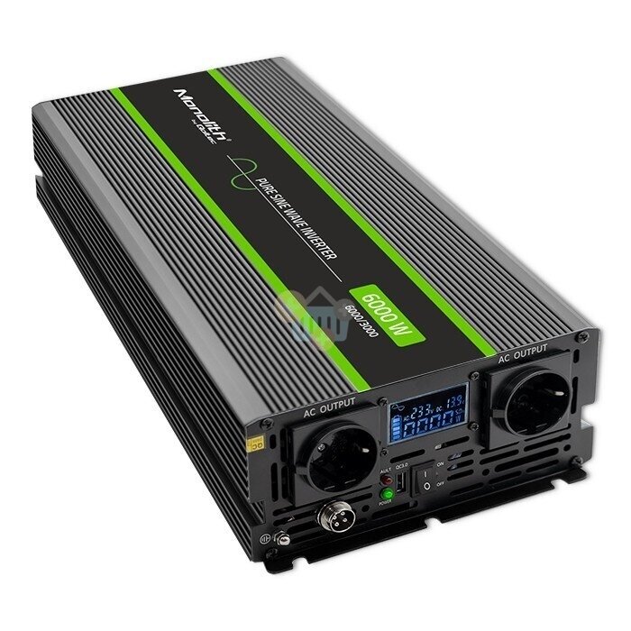 Įtampos keitiklis QOLTEC 51923 su LCD ekranu, iš 24V į 220V 3000W/6000W + USB, Grynas sinusas Įtampos keitiklis QOLTEC 51923 su LCD ekranu, iš 24V į 220V 3000W/6000W + USB, Grynas sinusas