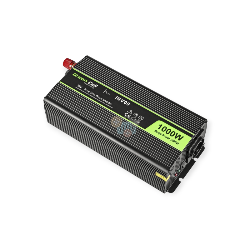 Įtampos keitiklis Green Cell INV09, iš 12V į 220V 1000W/2000W + USB, Grynas sinusas Įtampos keitiklis Green Cell INV09, iš 12V į 220V 1000W/2000W + USB, Grynas sinusas