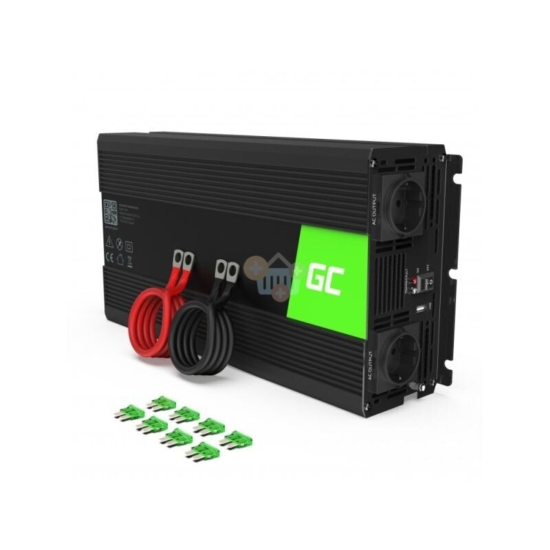 Įtampos keitiklis Green Cell INV22, iš 12V į 220V 1500W/3000W + USB, Grynas sinusas Įtampos keitiklis Green Cell INV22, iš 12V į 220V 1500W/3000W + USB, Grynas sinusas