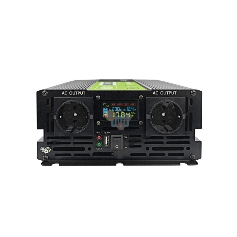 Įtampos keitiklis Green Cell su LCD ekranu, iš 12V į 220V 2000W/4000W + USB, Grynas sinusas 1 Įtampos keitiklis Green Cell su LCD ekranu, iš 12V į 220V 2000W/4000W + USB, Grynas sinusas 1