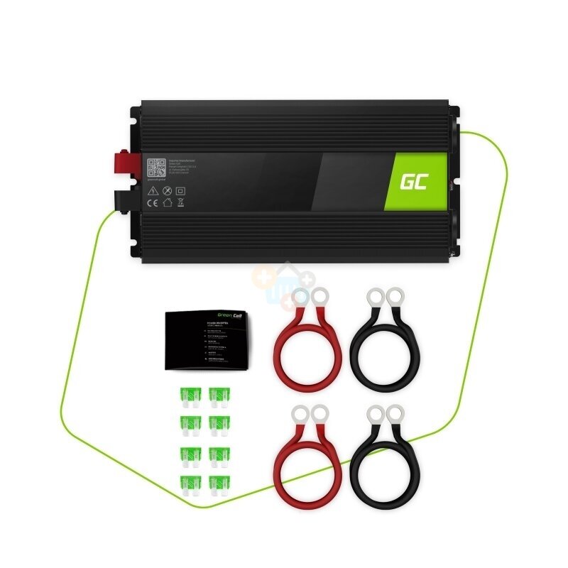 Įtampos keitiklis Green Cell INV15, iš 12V į 220V 3000W/6000W + USB, Grynas sinusas 2 Įtampos keitiklis Green Cell INV15, iš 12V į 220V 3000W/6000W + USB, Grynas sinusas 2