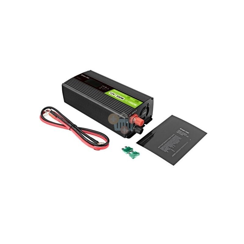 Įtampos keitiklis Green Cell su LCD ekranu, iš 12V į 220V 500W/1000W + USB, Grynas sinusas 2 Įtampos keitiklis Green Cell su LCD ekranu, iš 12V į 220V 500W/1000W + USB, Grynas sinusas 2