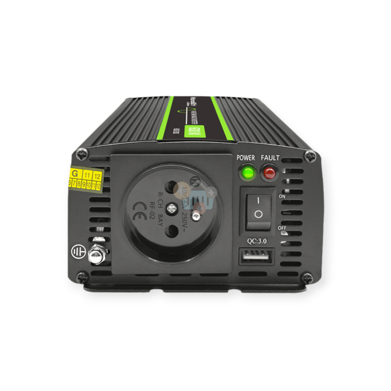 Įtampos keitiklis QOLTEC 51932 iš 12V į 220V 300W/600W + USB, Grynas sinusas 1 Įtampos keitiklis QOLTEC 51932 iš 12V į 220V 300W/600W + USB, Grynas sinusas 1