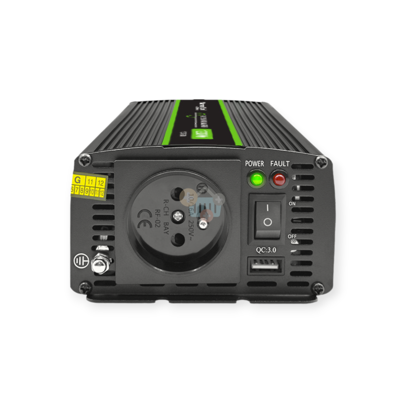Įtampos keitiklis QOLTEC 51937 iš 24V į 220V 600W/1200W + USB, Grynas sinusas 1