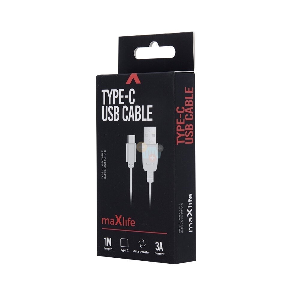 Kabelis Maxlife USB -> Type C, 3A, 1m, baltas +++ TOP Komfortas 1 Kabelis Maxlife USB -> Type C, 3A, 1m, baltas +++ TOP Komfortas 1